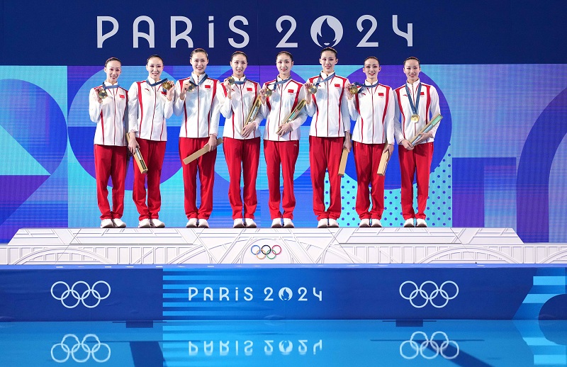 中国队夺得花样游泳集体项目冠军。新华社记者 薛宇舸 摄.JPG 中国队夺得花样游泳集体项目冠军。新华社记者 薛宇舸 摄.JPG