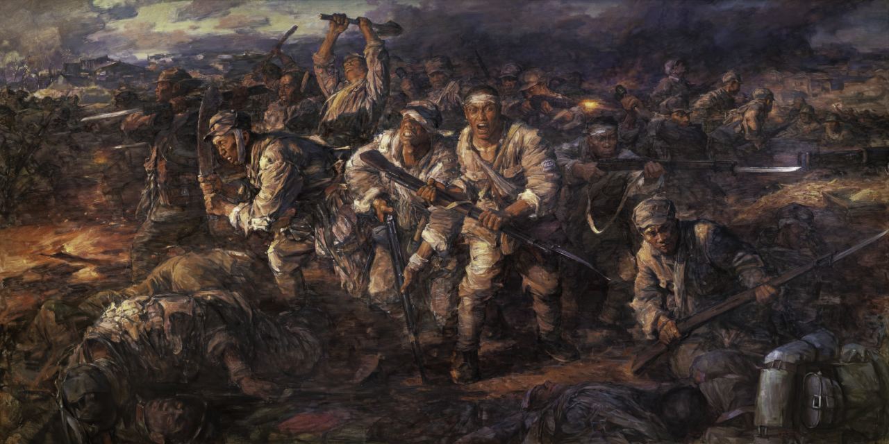 流金岁月 | 油画作品《血浴刘老庄》_人民艺术家杂志