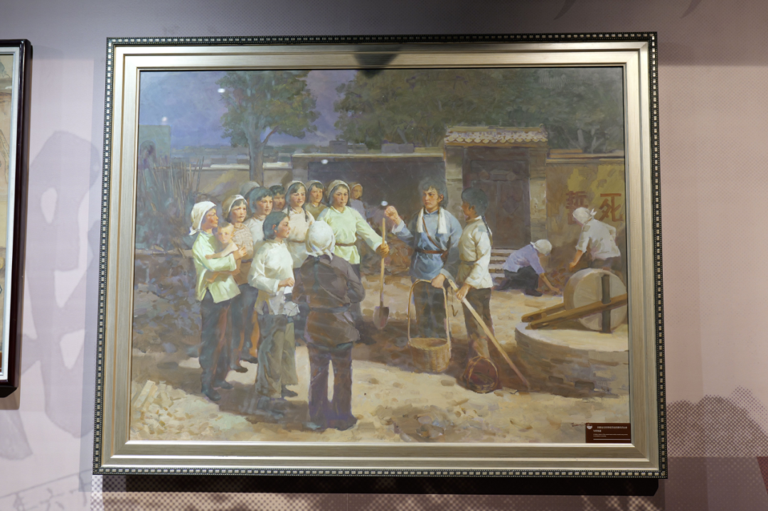 冉庄地道战纪念馆展陈的画作“妇救会主任李桂芬动员青年妇女参与挖地道”。人民网 鄂智超摄